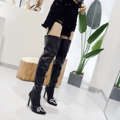 Lucy Thigh High Embellish Boots - Label Frenesi Fashion