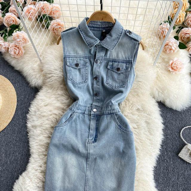 Monica Denim Dress - Label Frenesi Fashion