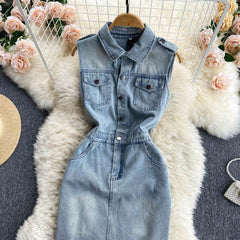 Monica Denim Dress - Label Frenesi Fashion