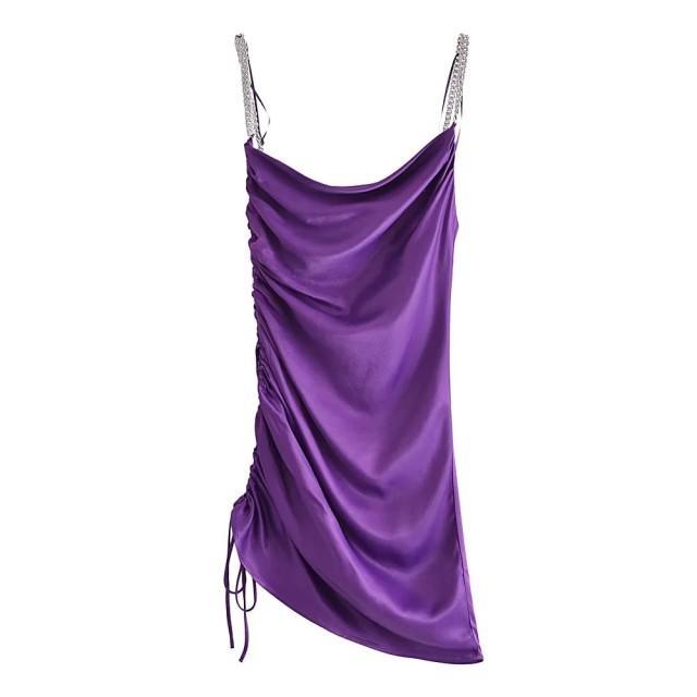 Peony Purple Satin Dress - Label Frenesi Fashion