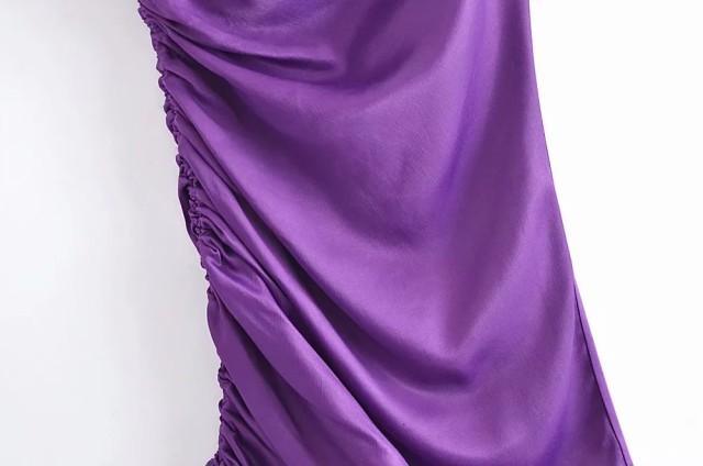 Peony Purple Satin Dress - Label Frenesi Fashion