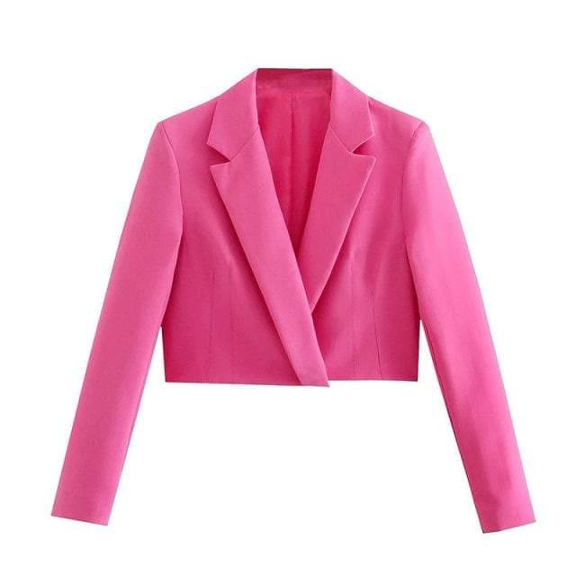 Pink Cropped Blazer - Label Frenesi Fashion