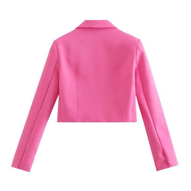 Pink Cropped Blazer - Label Frenesi Fashion