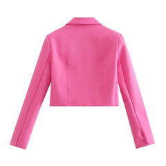 Pink Cropped Blazer - Label Frenesi Fashion