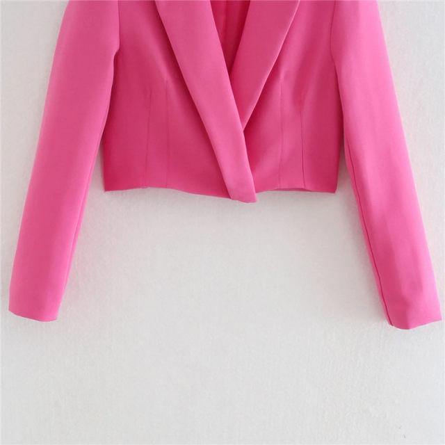 Pink Cropped Blazer - Label Frenesi Fashion