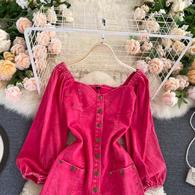 Pink Denim Romper - Label Frenesi Fashion