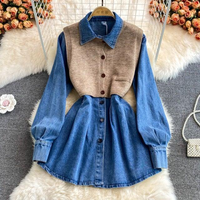 Polo Denim Shirt & Vest Set - Label Frenesi Fashion