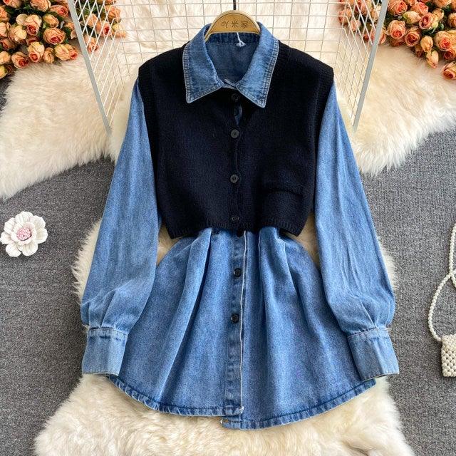 Polo Denim Shirt & Vest Set - Label Frenesi Fashion