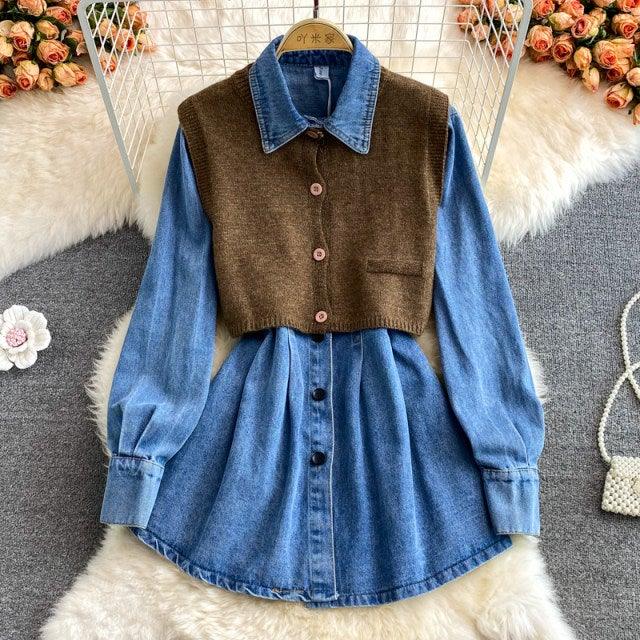 Polo Denim Shirt & Vest Set - Label Frenesi Fashion