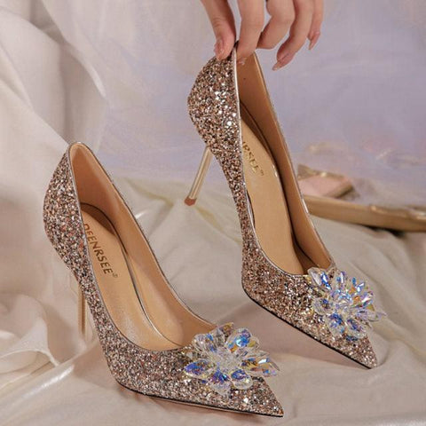 Gold Glitter Strass Crystal Stiletto High Heels Sexy Designer Womens  Fashion Nova Gold Heels For Prom, Evening Events 12cm Heel Height Large  Size 44 From Happyday818, $65.33 | DHgate.Com