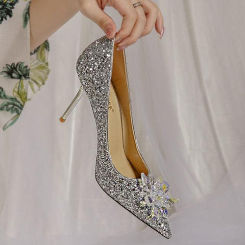 Gray 2025 glitter heels