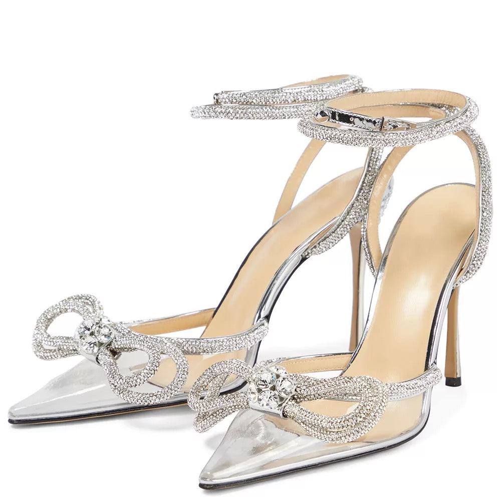 Princess Transparent Brooch Tie Up Heels - Label Frenesi Fashion