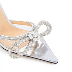 Princess Transparent Brooch Tie Up Heels - Label Frenesi Fashion