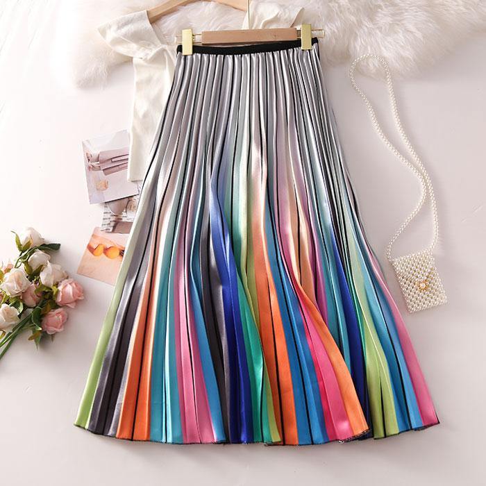 Rainbow Pleated Dress - Label Frenesi Fashion