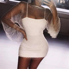 Rhinestone Bling Mesh Dress - Label Frenesi Fashion