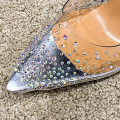 Rhinestone Embellish Transparent Heels - Label Frenesi Fashion