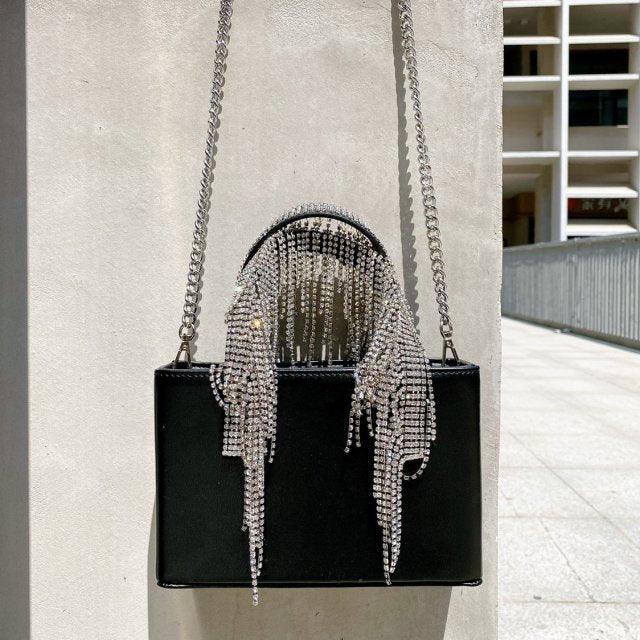 Rhinestone Tassels Cocktail Handbag - Label Frenesi Fashion