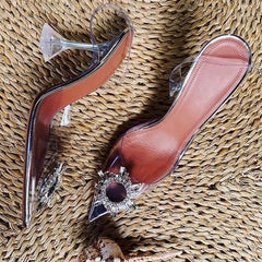 Rhinestone Perspex Heels - Label Frenesi Fashion