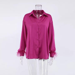 Riley Feather Satin Shirts - Label Frenesi Fashion