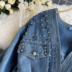 Rivet Denim Coat - Label Frenesi Fashion