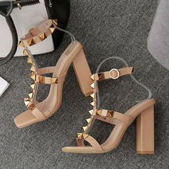 Rivet Heel Sandals - Label Frenesi Fashion