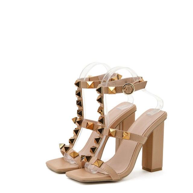 Rivet Heel Sandals - Label Frenesi Fashion