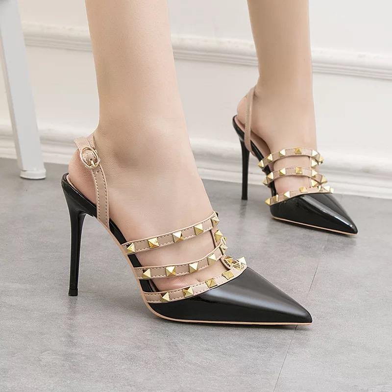 Rivet Slip Heels - Label Frenesi Fashion