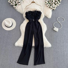 Rosy Feather Jumpsuit - Label Frenesi Fashion