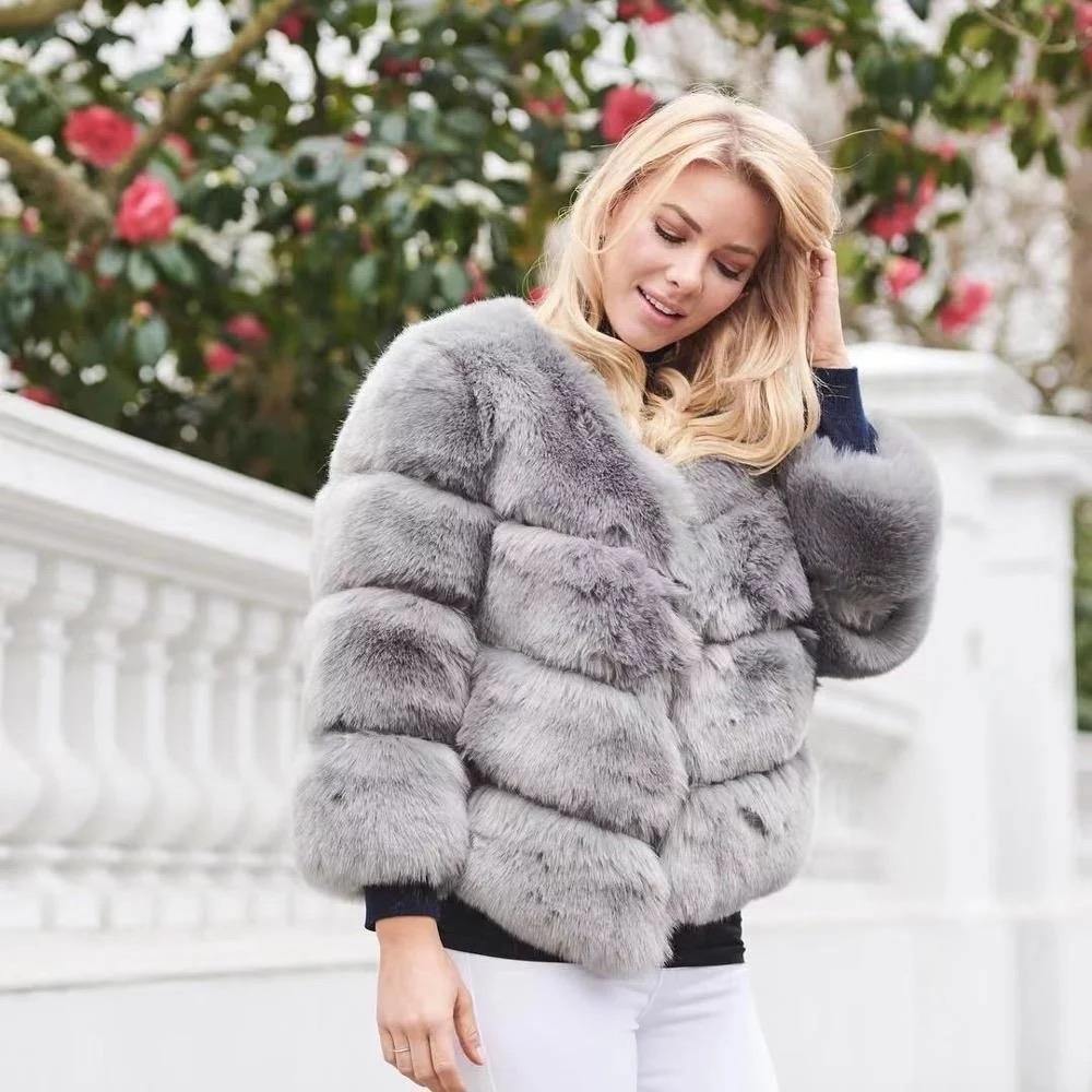 Faux fur coat silver on sale grey