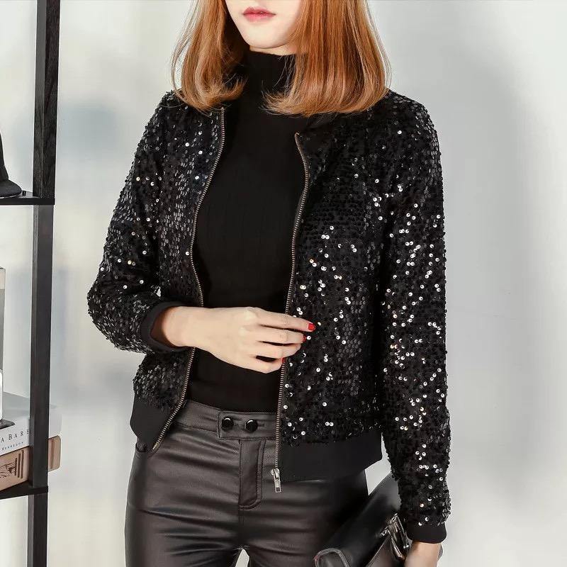 Sequin Bomber Jacket - Label Frenesi Fashion