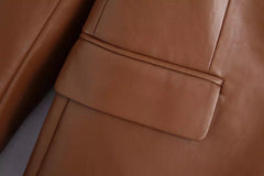 Tan Leather Blazer - Label Frenesi Fashion