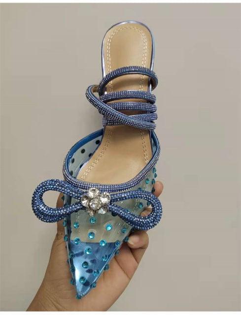Transparent Embellished Princess Heels - Label Frenesi Fashion