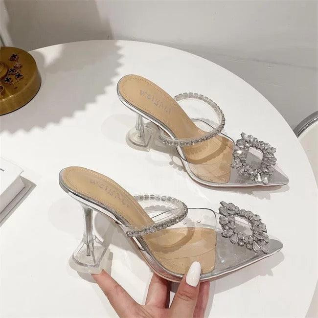 Yale Brooch Transparent Heels - Label Frenesi Fashion